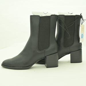 A New Day Black Slip On Block Chunky Heel Ankle Boots Size 7.5